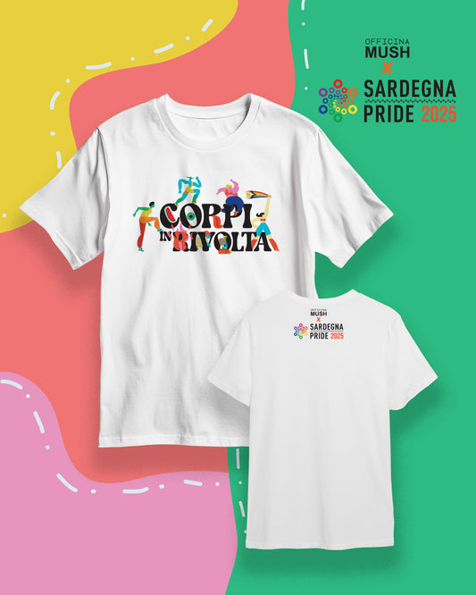 OFFICIAL T-SHIRT SARDEGNA PRIDE 2025 - CORPI IN RIVOLTA - Officina Mush x SARDEGNA PRIDE 2025 - BIANCA